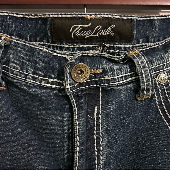True Luck Mens Size‎ 34 x 30 Bootcut Heavy Stiching Jeans - Picture 2 of 16